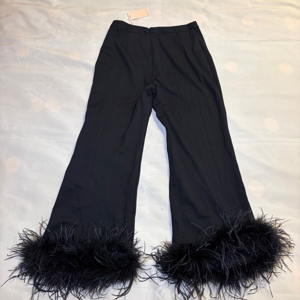 NEW! Hutch- Ponte Feather Pants Size 4 Black Flare Holiday Crop Ankle - Picture 5 of 9